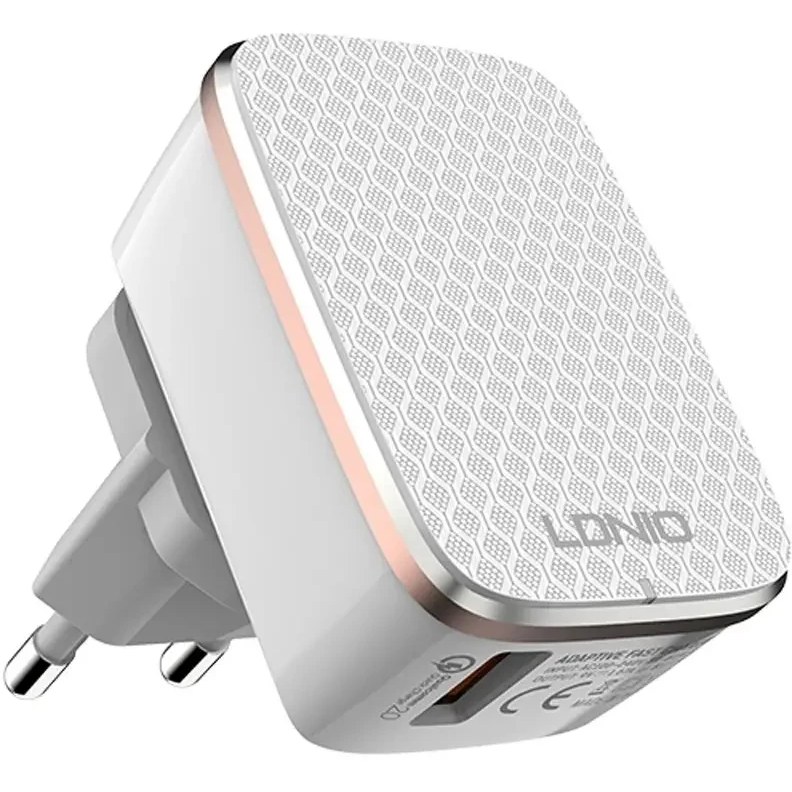 شارژر دیواری فست شارژ LDNIO A1204Q QC2 2.4A + کابل میکرو یو اس بی